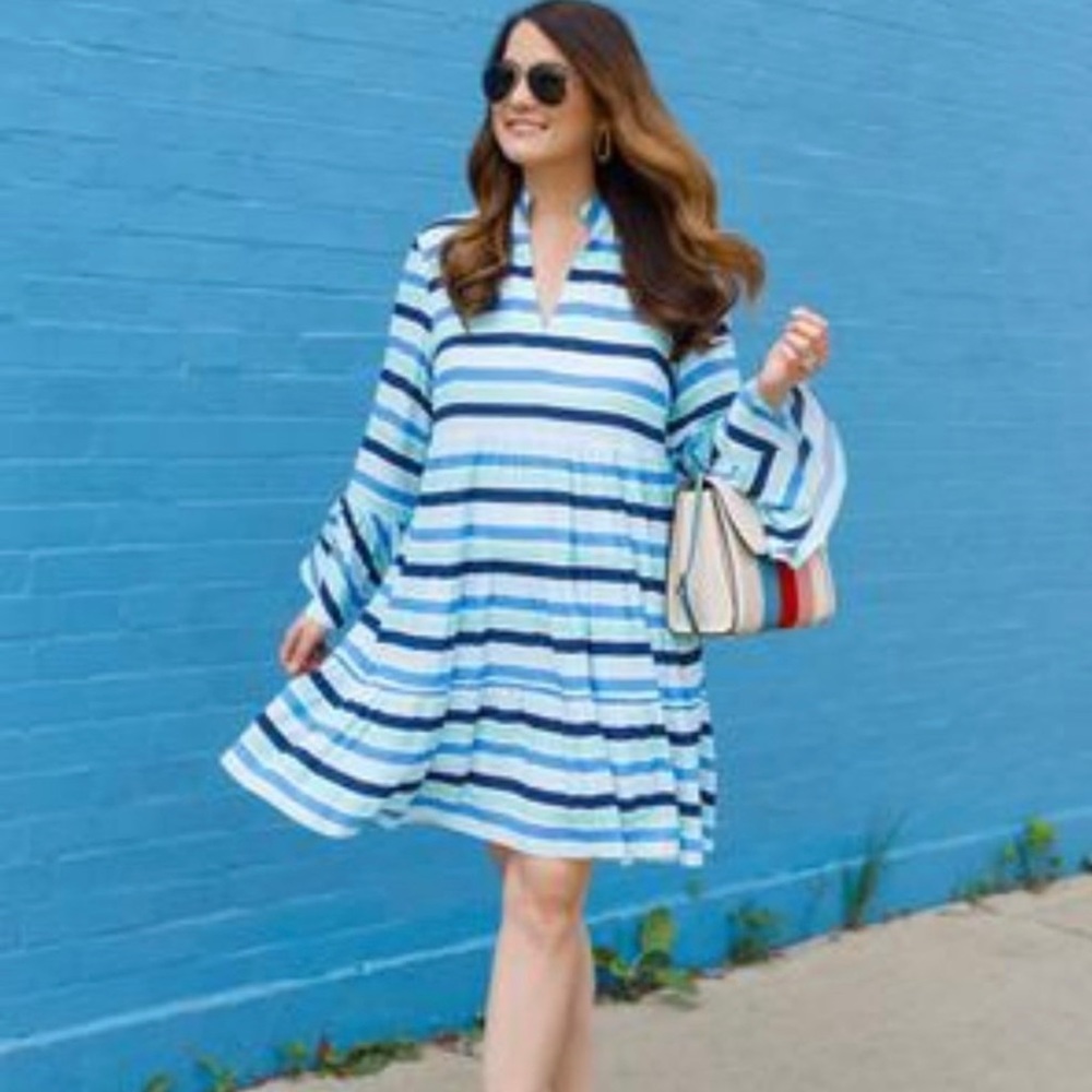Sail To Sable Charlotte Trapeze Dress in Stripe Sz L